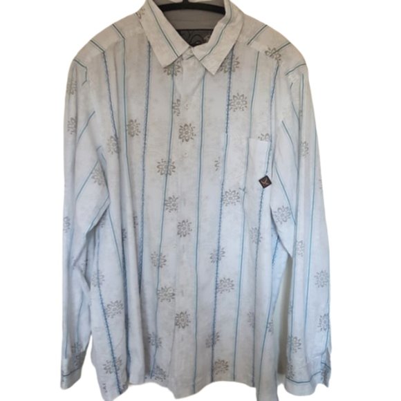 Prana Other - PRANA casual men white blue stripe shirt
